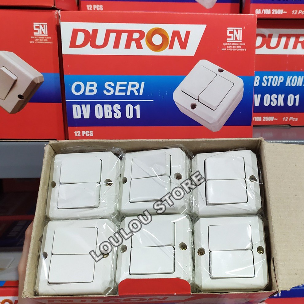 DUTRON Saklar Double Outbow Saklar Seri Outbow Tempel Dinding SNI