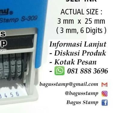 

✶ Stempel Angka Shiny S-309 (Stempel 6 Angka / Digit 3 mm) - Biru ♪