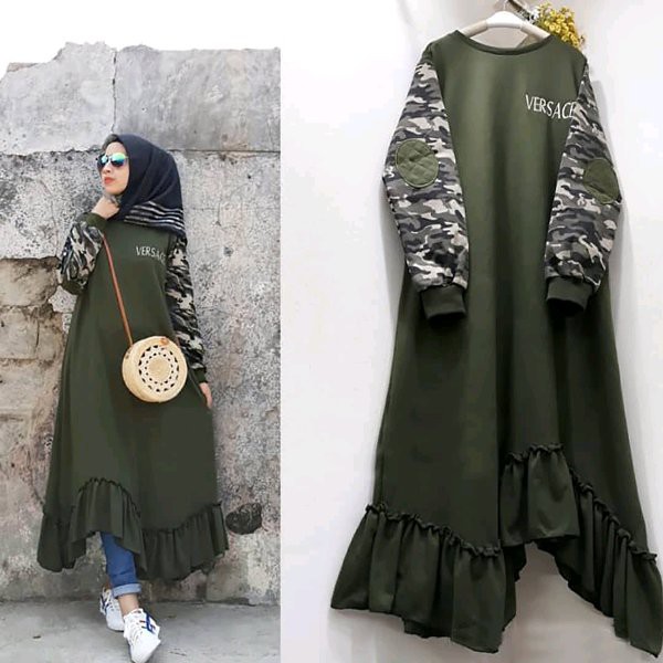 NEW RELEASE  Promo Baju Wanita Versace Army Tunik - Baju Atasan Army Premium     BL MURAHMERIAH