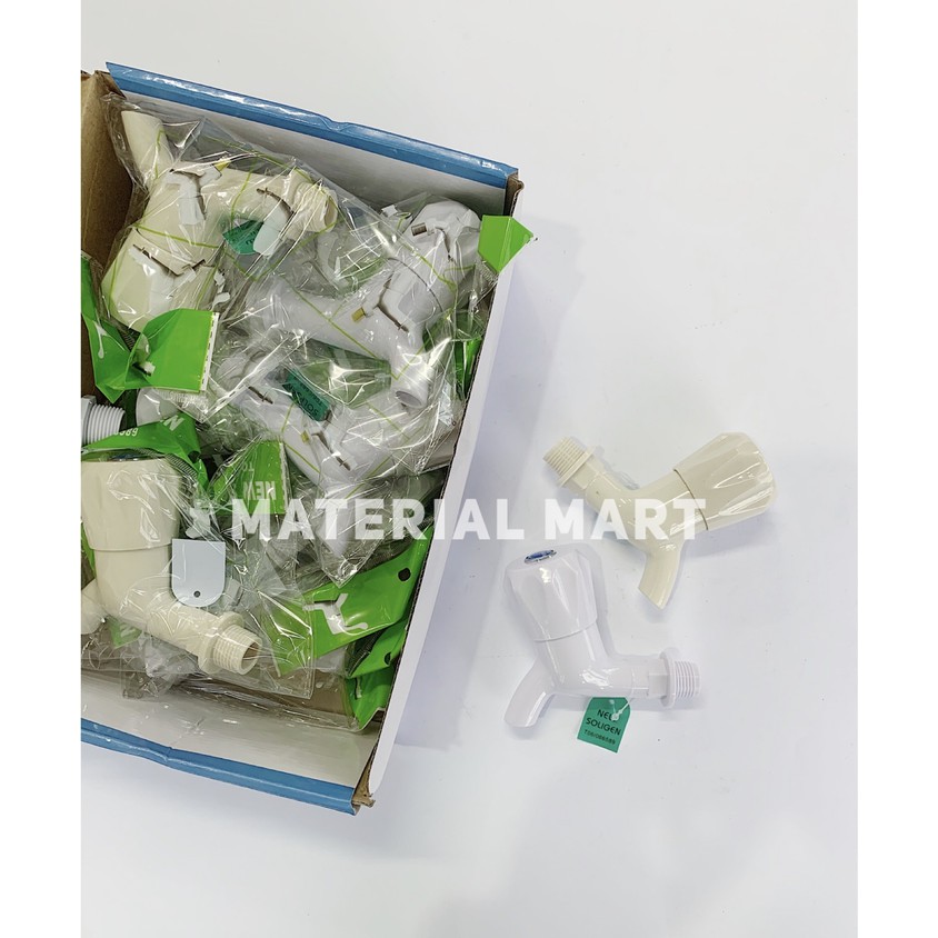 Kran Tembok Plastik New Soligen Asli | Keran Air PVC Belimbing Putar | Material Mart