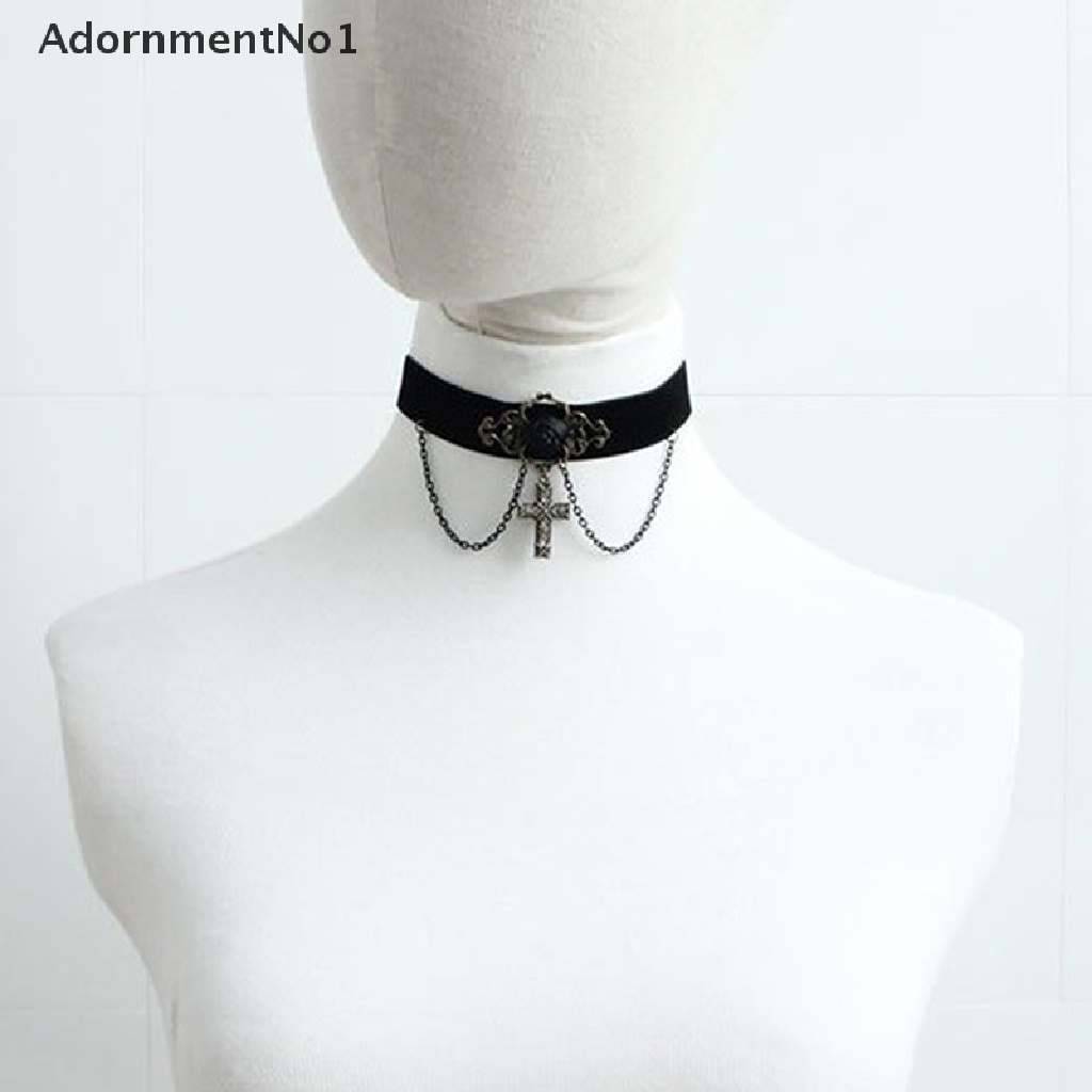 (AdornmentNo1) 1pc Kalung Choker Rantai Pendan Salib Yesus Gaya Vintage Untuk Wanita