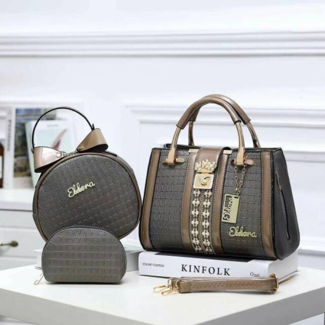 Tas Eldora Kitten ES1117 (3in1) Set wanita branded batam fashion import