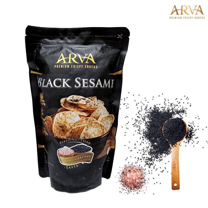 

Keripik Tempe Premium ARVA Black Sesame Non GMO No MSG Baked Istimewa