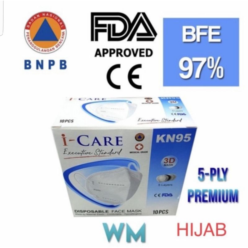 Masker I CARE KN95 ( HIJAB) ( PUTIH) isi 10 pc