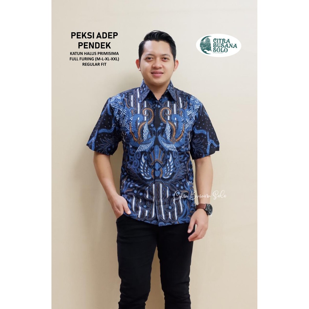 Batik Pria PEKSI ADEP PENDEK Kemeja Full Furing Bahan Katun Primisima