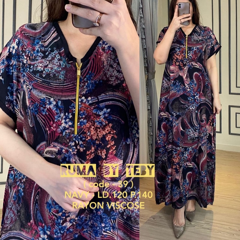 Daster Arab TEBY RUMA Series Dress Rayon Super Originanal Best Seller-Navy Code 39
