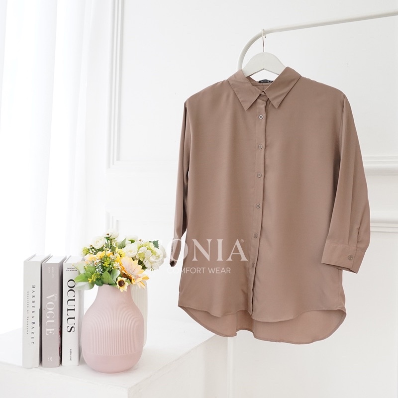 Bianca Top B2316 - SONIA / Kemeja Wanita Chiffon Premium Korea / Kemeja Wanita Sifon Lengan Panjang / Kemeja Wanita Premium / Basic sifon kemeja wanita BEST SELLER-Milo