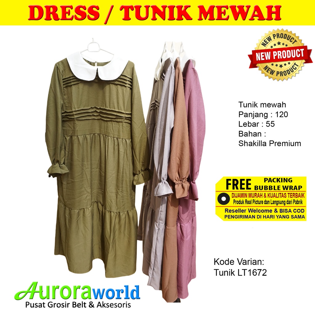 Auroraworld Long Tunik / Baju Tunik Best Seller / Baju Atasan Wanita Muslim Dewasa