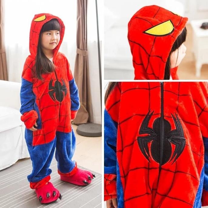 BAJU ONESIE ANAK BONEKA SPIDERMAN SUPERHERO AVENGERS PIYAMA KOSTUM