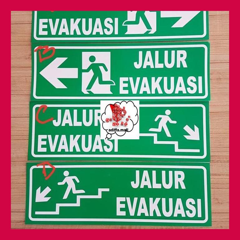 

474S0T5D Sign Label Sticker Jalur Evakuasi Tangga Kiri Kanan Tangga 30X10 K3 Mytpjd80E