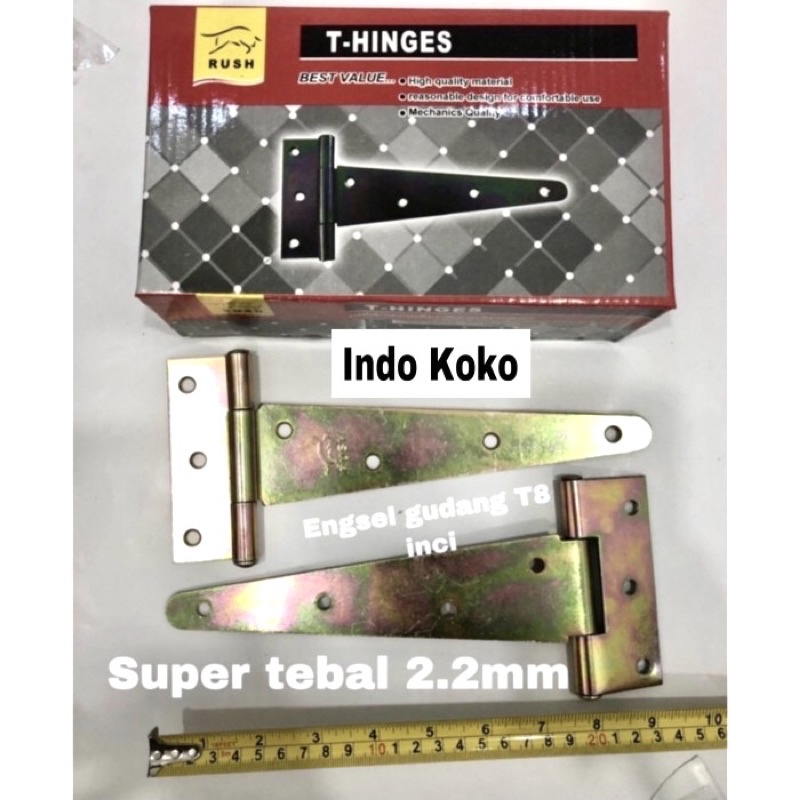 Engsel pintu gerbang T 8 heavy duty Engsel pintu garasi gudang T8"inci Engsel gerbang TEBAL