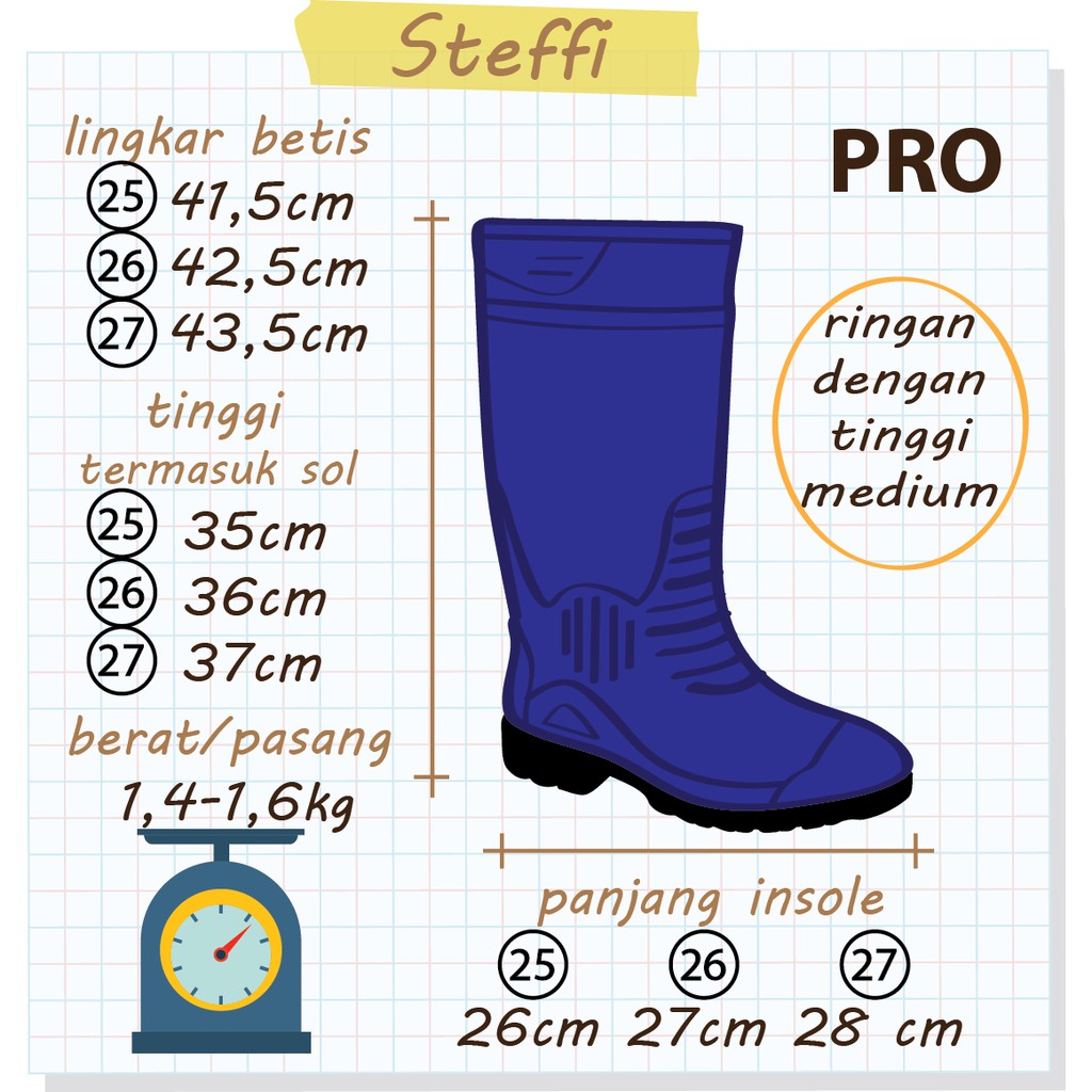 PRO | Steffi Boots SEPATU BOOT PROYEK PVC APD tinggi medium pria laki perempuan wanita dewasa anti air bot lentur seperti karet