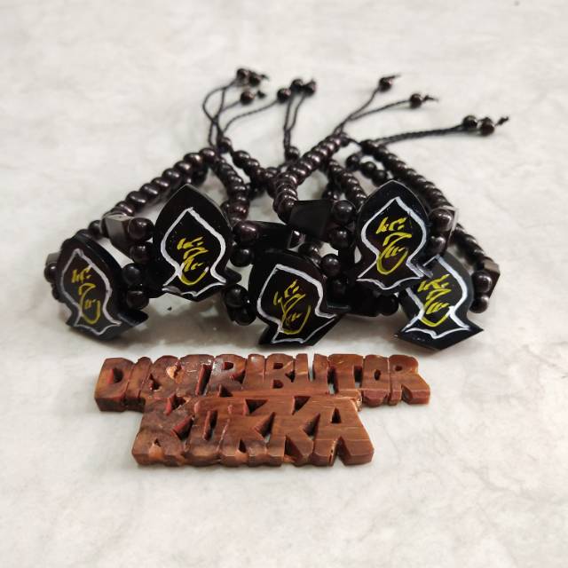 ( SUPER MURAH ) Grosir 5 pcs gelang kokka kaukah kaokah fukakah koka plat terompah hitam