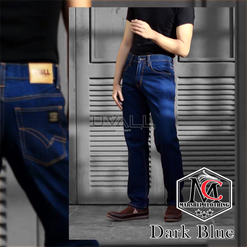 RCL - ( HARGA SPECIAL ) Celana Jeans Model Standar Reguler Uvall Pria - Coklat Cream Biru Navy Hitam ( 28-38 )