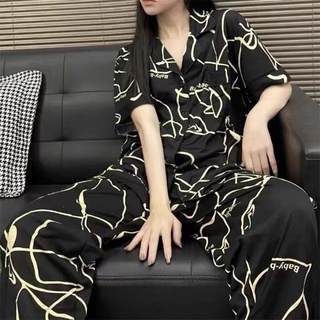GROSIRTAS TG1538 Baju Tidur Wanita Import / Piyama Motif Lengan Pendek Celana Panjang