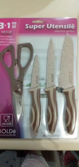 Pisau Set Isi 3 + Gunting Serbaguna Food Grade