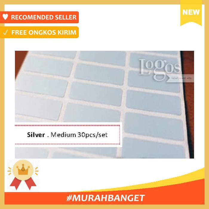 

Stiker - Silver Medium Sticker Label Nama Merk Brand Barcode Botol Kosmetik - Pengikat & Perekat