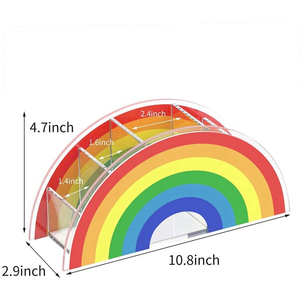 Lanfy Tempat Pulpen Kantor Sekolah Rainbow Acrylic 5kompartemen Rak Kuas Makeup