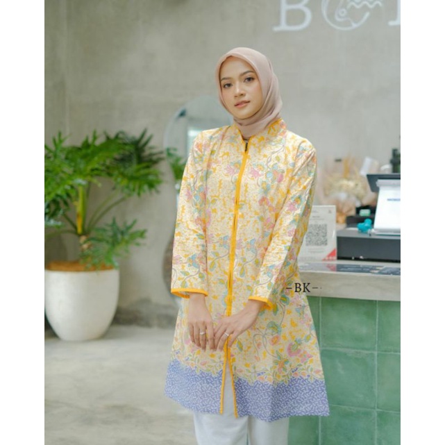 COUPLE BATIK MODERN SOFTCOLOR BLOUSE KEMEJA HEM BUSUI FRIENDLY MOTIF MILEA|| ATASAN KERJA || M-L-XL-XXL-XXXL