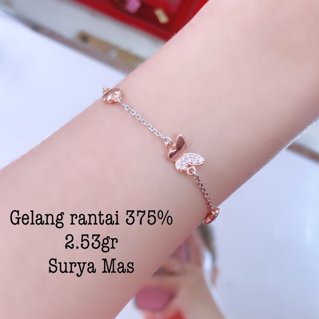 Gelang rantai emas 375%