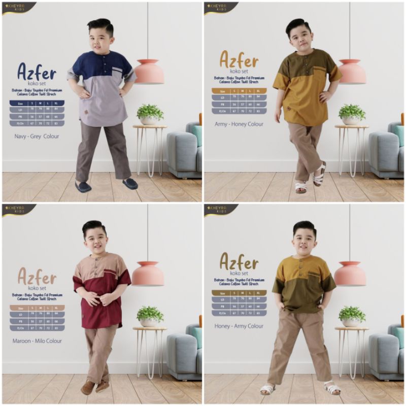 AFZER KOKO SET KIDS Toyobo fodu premium mix catton twill strech - Setelan koko anak laki-laki - Prod