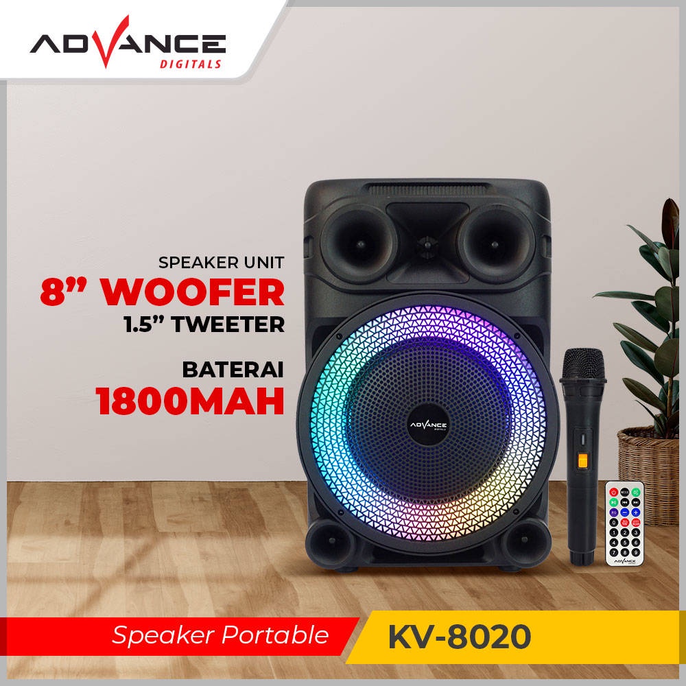 【READY STOCK】 Advance KV8020 Speaker Meeting Portable Rgb Led Speaker Bluetooth Microphone Duet I Garansi Resmi 1 Tahun