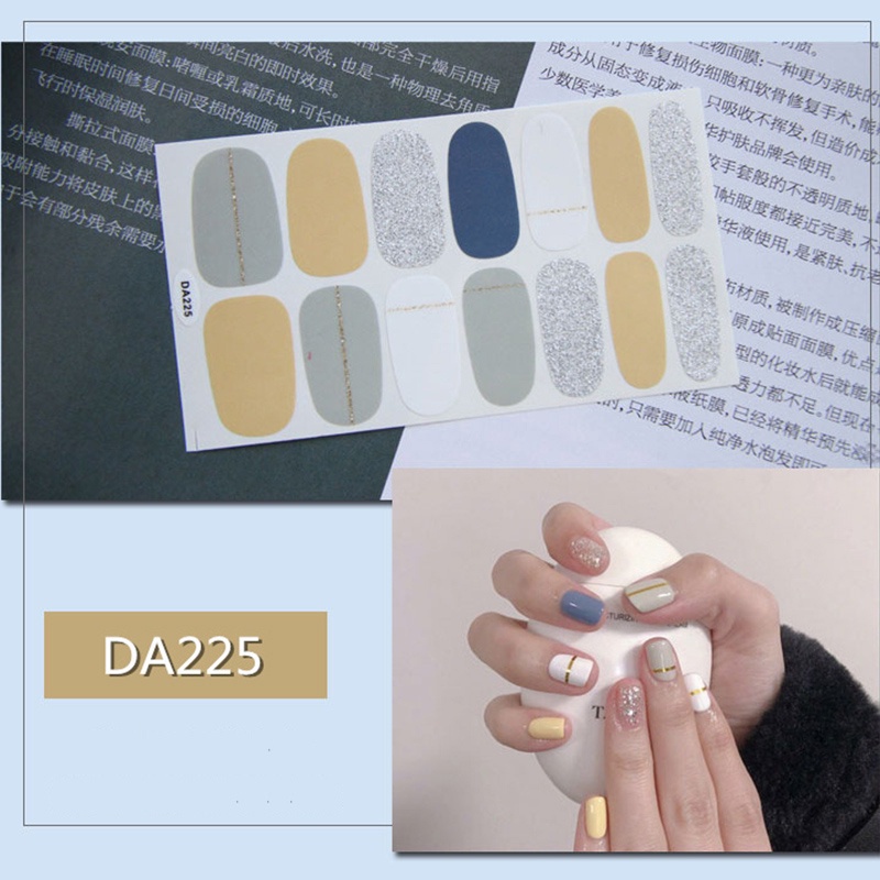 Da221-240 14 Pcs / Lembar Stiker Kuku Palsu 3d Bronzing Untuk Nail Art