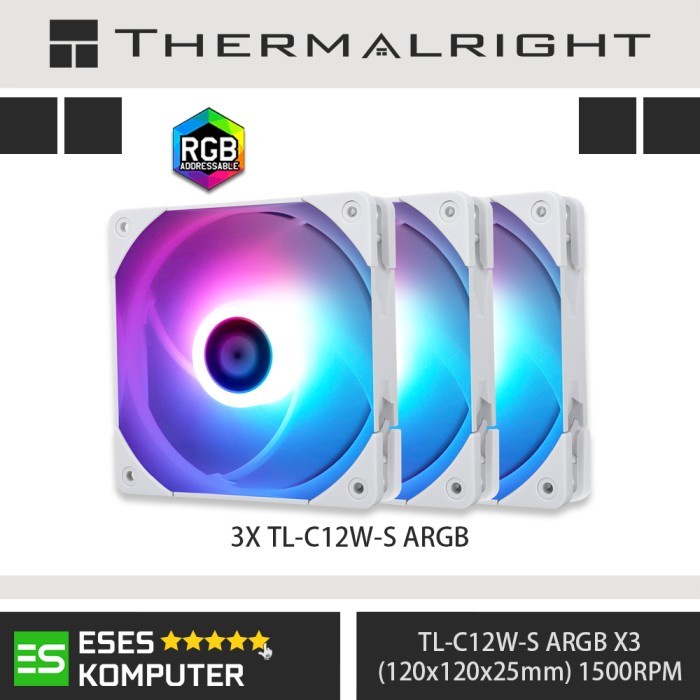 Fan THERMALRIGHT TL-C12W-S White X3 Trio ARGB 120mm 12cm PWM Fan