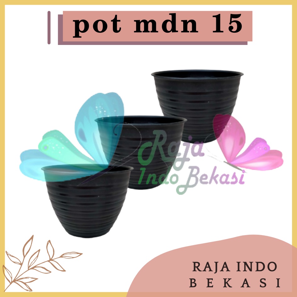 Pot Tawon Mdn 15 Cm Hitam Motif Tawon - Pot Plastik 15CM Vas Bunga Hias Bukan Pot Tawon Putih Madu