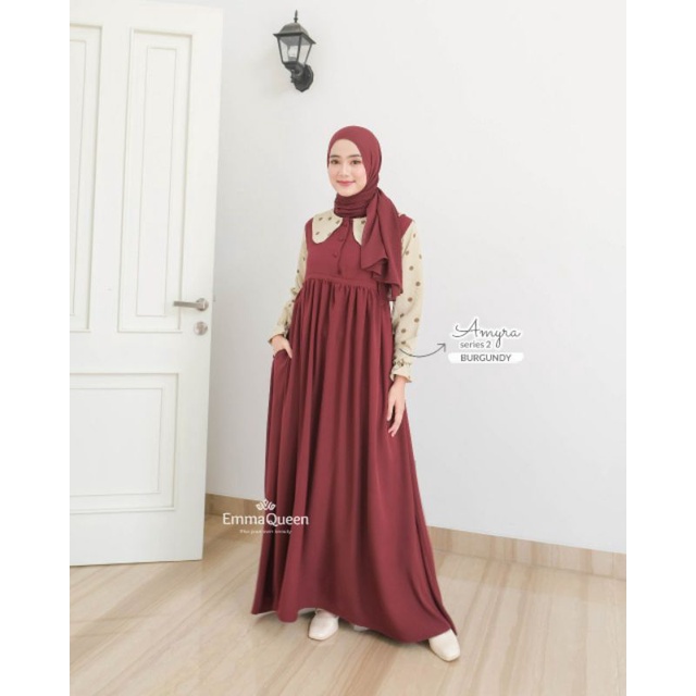 Emmaqueen Amyra Dress Korean Style Gamis muslim Syari busui friendly tersedia size S-XXL