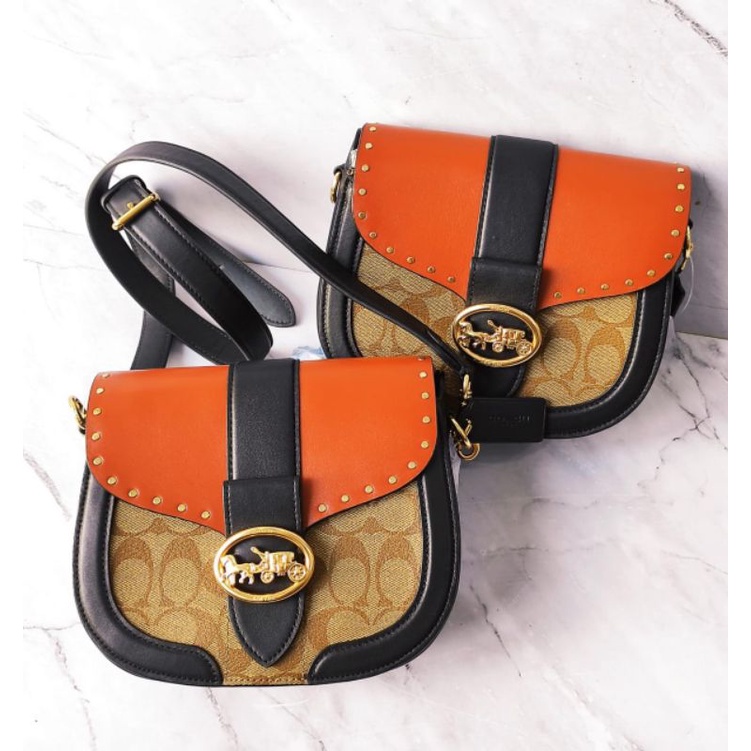 taa coach Georgia saddle bag in colorblock signature