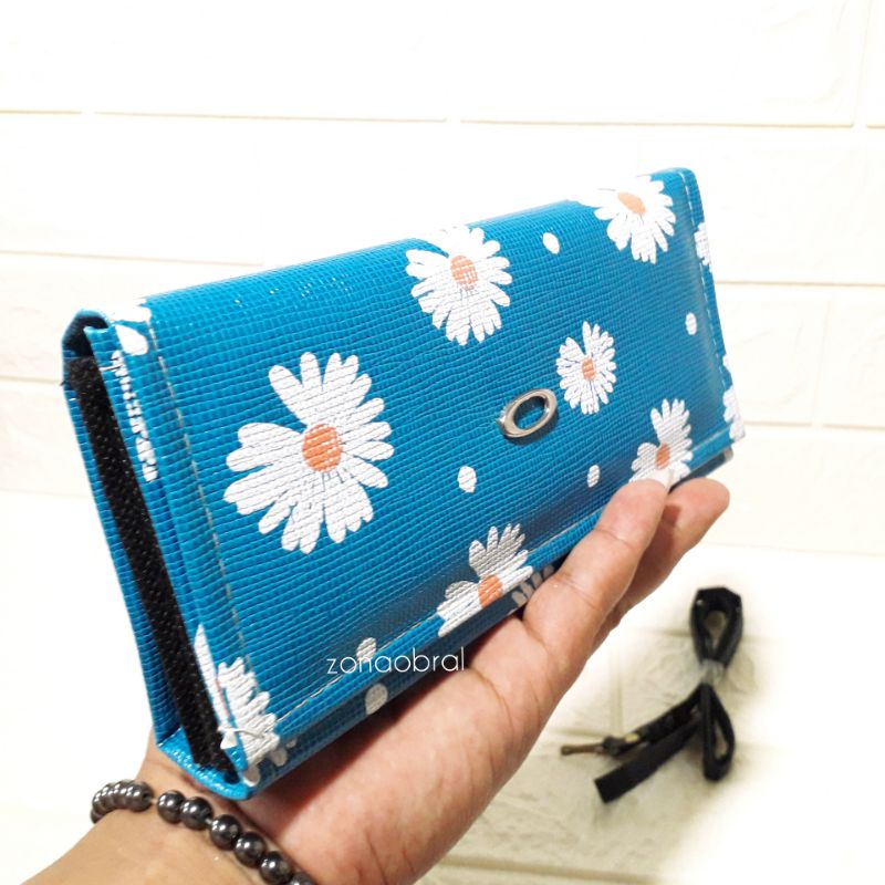 DOMPET WANITA LIPAT TALI PANJANG HARGA MURAH 024-Biru