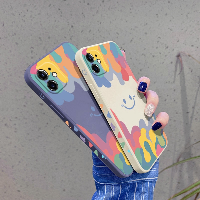 Casing OPPO A93 A5 A9 A31 A53 A33 A32 2020 Reno 5 Pro 3 A5s A3s A92 A72 A52 A55 F11 F9 Por Phone Case Smiley Watercolor Shell Silicon Soft TPU Fashion Casing Protection Anti-fall Back Cover-1