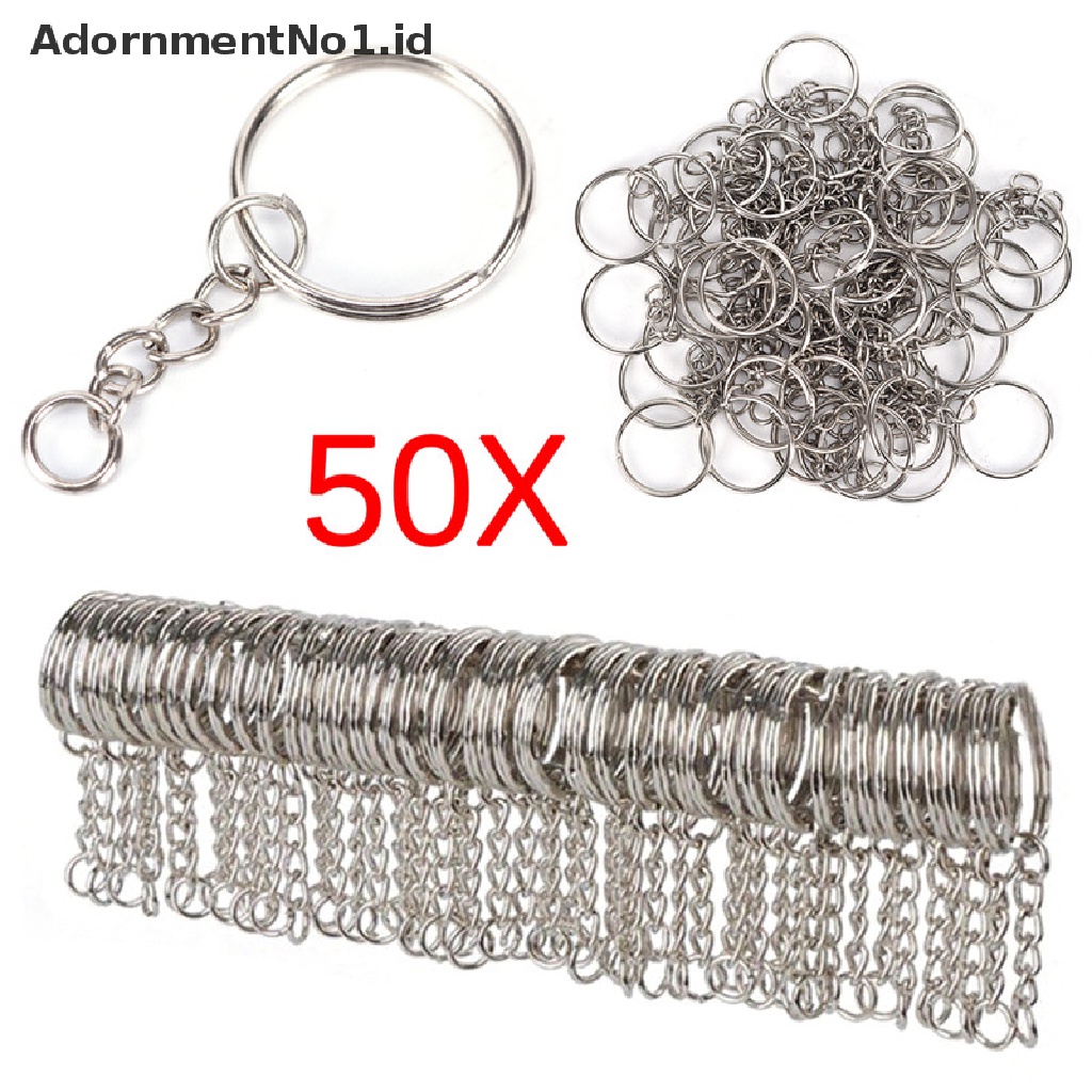 (AdornmentNo1) 50pcs Ring Gantungan Kunci Diameter 25mm Warna Silver