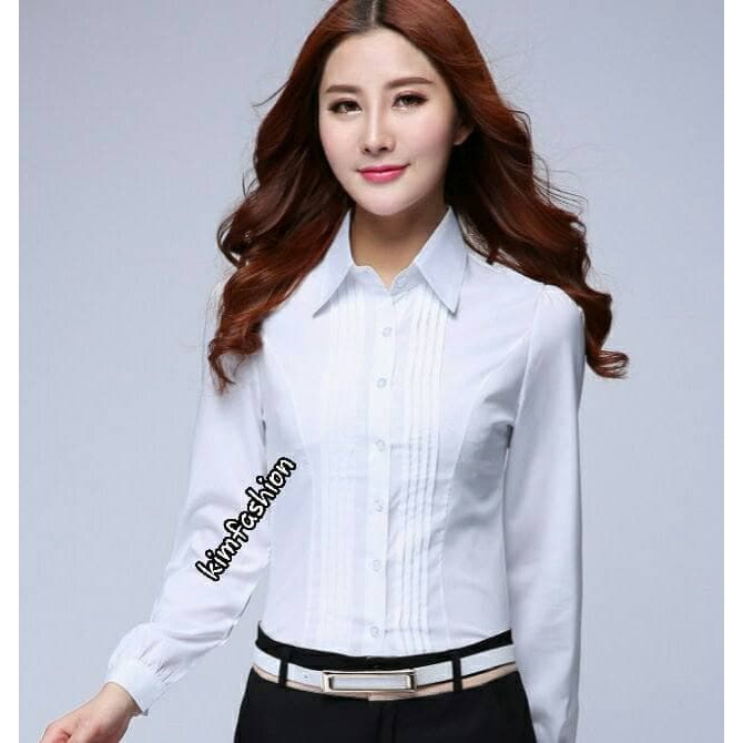 Atasan wanita atasan kemeja putih wanita/kemeja kerja wanita - Putih Murah , Baru