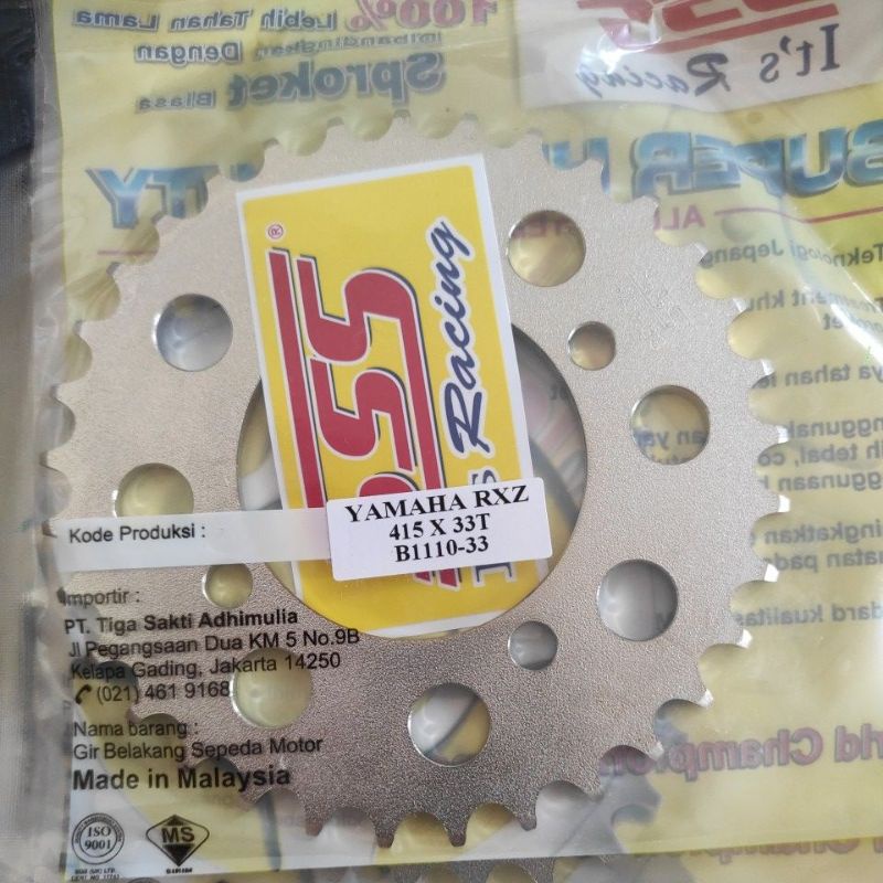 Gear Belakang SSS 415 28 30 31 32 33 34 35 36 37 38 39 40 41 RXZ RXKing Jupiter Vega MX FIZR-SSS 415-33