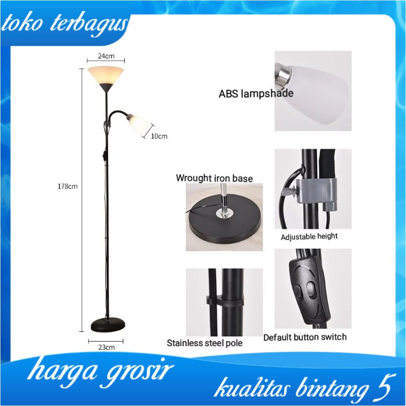 lampu meja stand lampu lantai berdiri double lamp standing lamp