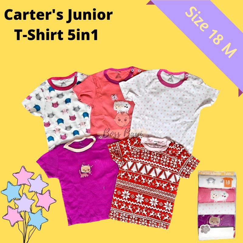 Carter Tshirt Short Tee / Carter's Junior T-Shirt / Kaos Atasan Lengan Pendek Carter isi 5 per pack