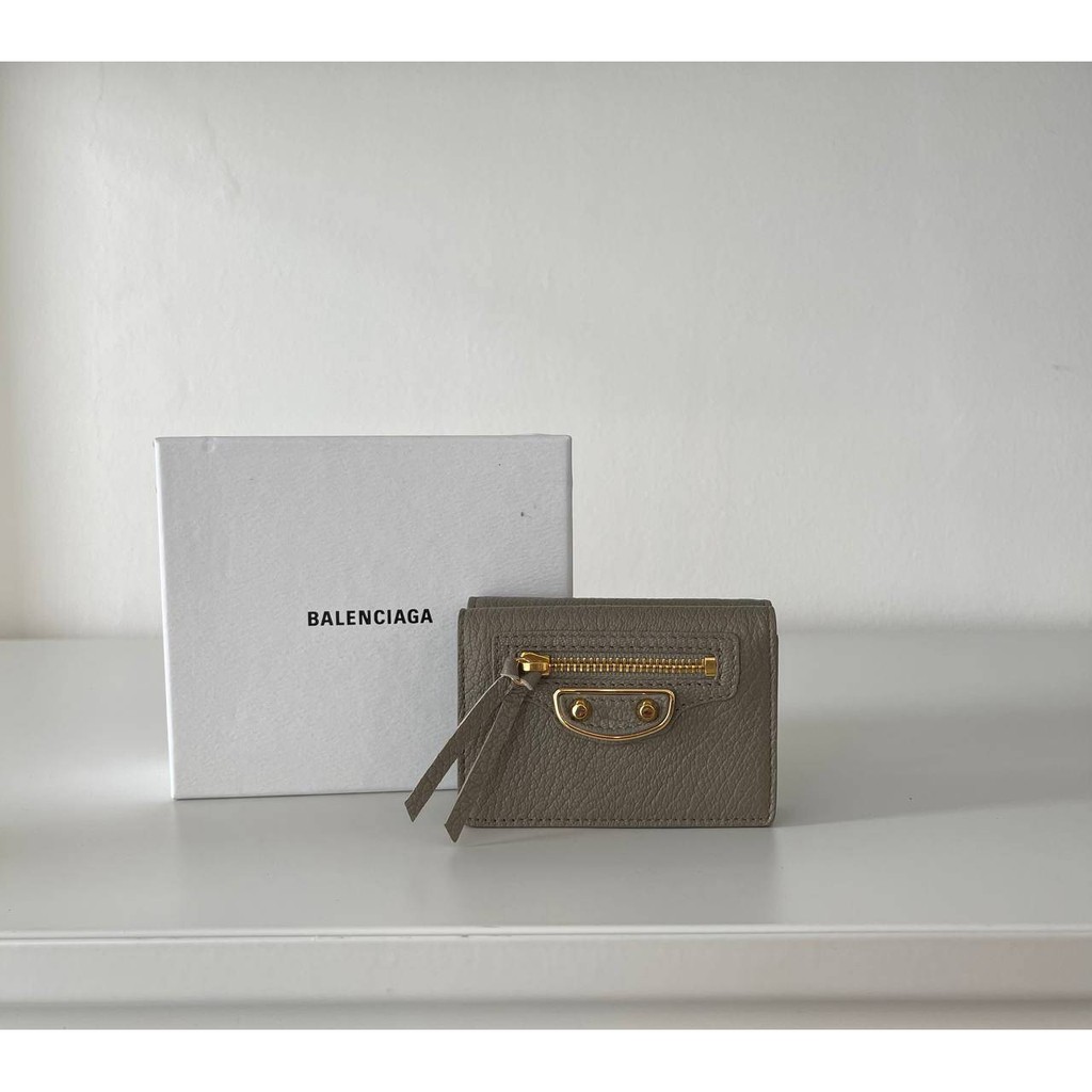 Balenciaga Threefold Mini Compact Wallet in Edge Griss Taupe GHW