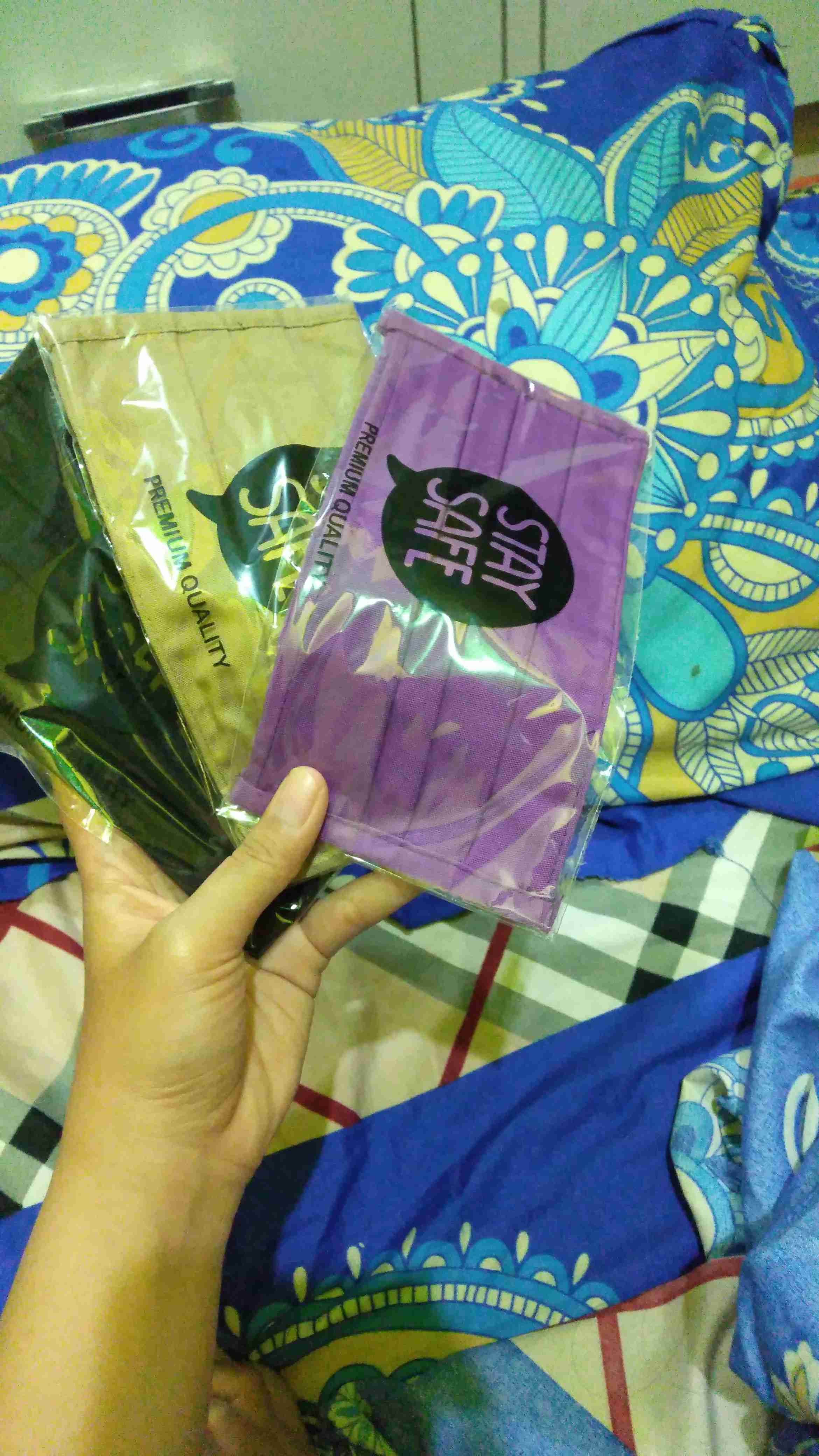 Masker Kain Rangkap  2 Ply Warna Campur Ready Kain Oxford Grade A Premium Quality Anti Virus Corona