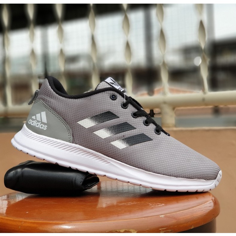 SEPATU SPORT ADIDAS ZOOM RUNNING ABU / SNEAKERS GYM PRIA / SEPATU KAMPUS COWOK