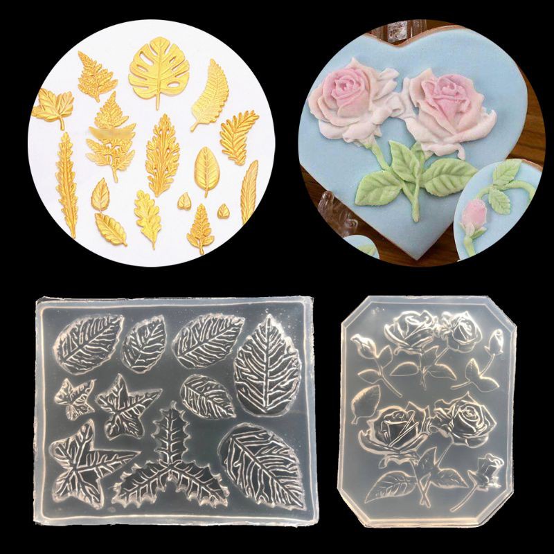 Glitter Rose Flower Maple Leaves Cake Decor Resin Pendant Silicone Molds Jewelry Tools