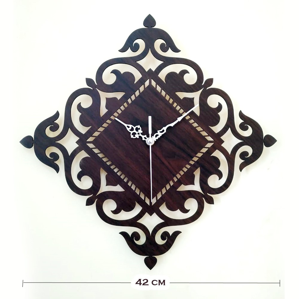 Jam Dinding Dekoratif &quot; Square Floral  &quot; - Sweepmovement/tanpa detak - Laser Cut Edition