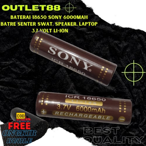 Sony 3.7V 6000Mah - Baterai Cas 18650 3 7V Sony Batre Batrei Laptop dan Power Bank ICR 18650 3,7Volt
