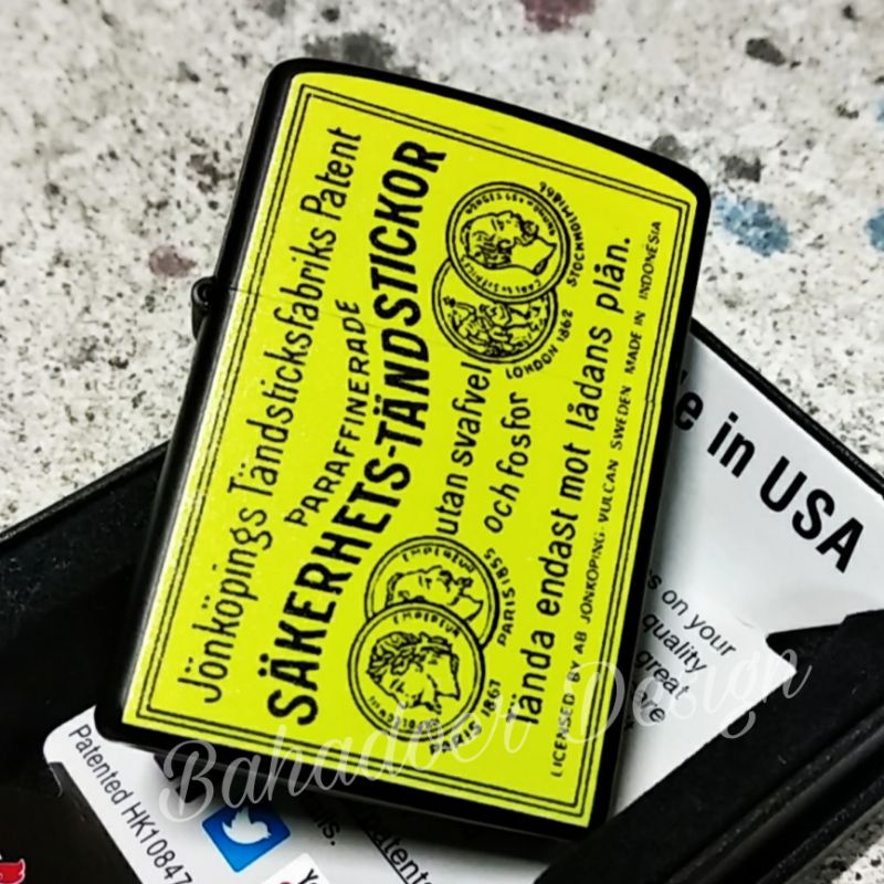 ZIPPO BLACK MATTE CUSTOM PRINTING KOREK API KAYU DESIGN PREMIUM BEST QUALITY MIRROR