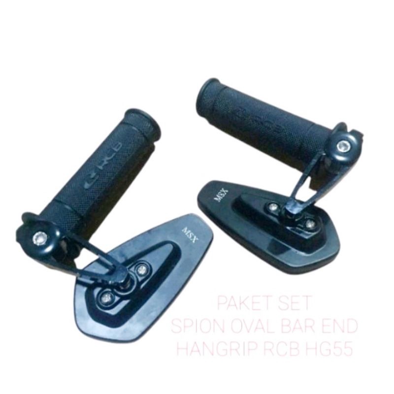 Paket Spion Jalu Oval Bar end+Grip Rcb Hitam Motif Hg55/Hg66 Pnp Universal motor