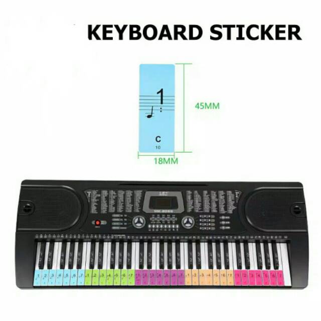 Sticker piano keyboard Stiker label piano warna warni 88 key stiker tuts piano SP88Color