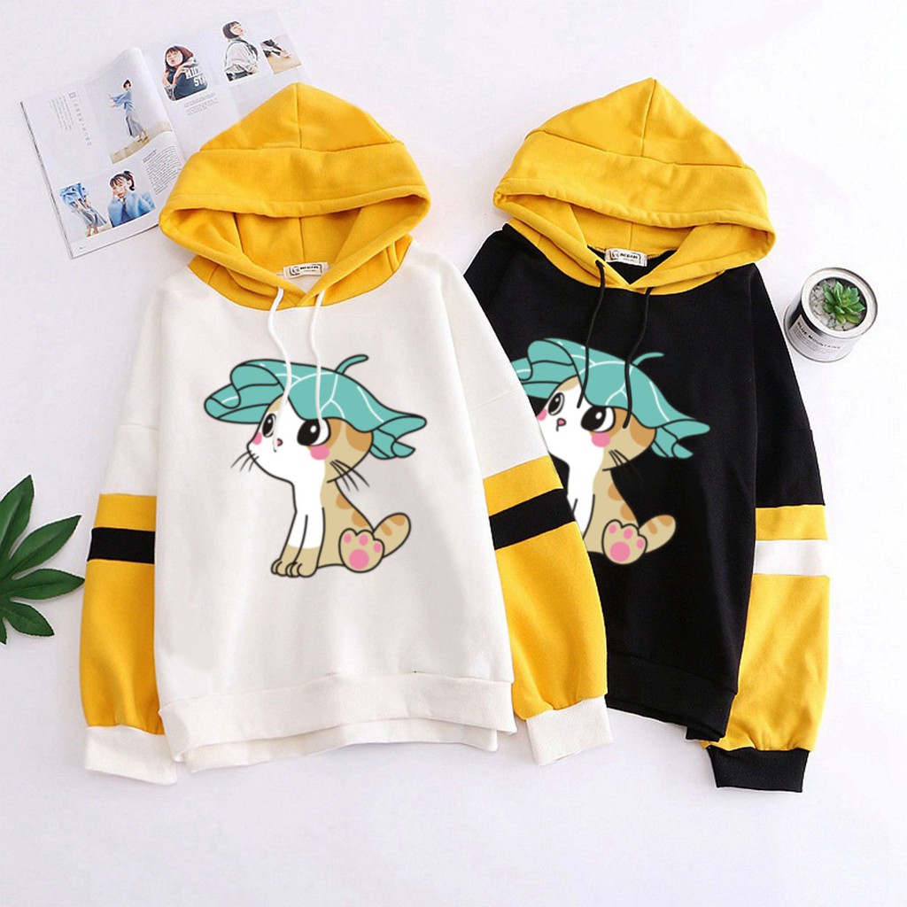 BESS - Hoodie  Murah Wanita / Hoodie Combi Luna - CAT LEAF