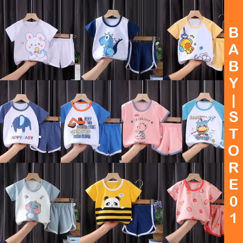 BABYSTORE01 -  BBD SETELAN ANAK 0-3 TAHUN SETELAN BAYI PIYAMA BAYI BAJU PENDEK DAN CELANA PENDEK