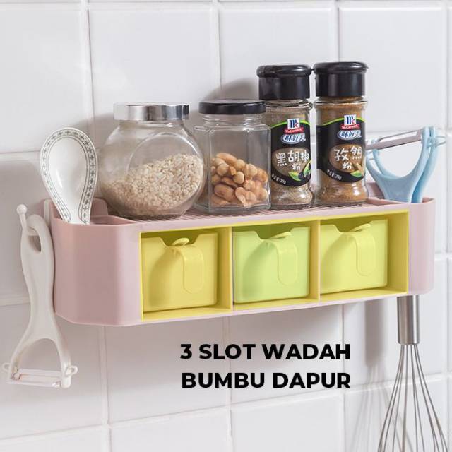 RAK BUMBU DAPUR TEMPAT BUMBU DAPUR TEMPEL KOTAK BUMBU DAPUR GANTUNG SERBAGUNA BUMBU DAPUR PLASTIK